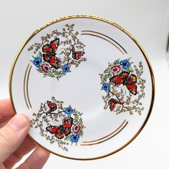 Manousakis Keramik Small Ceramic Butterfly Floral Bone China Espresso Tea Cup - Picture 8 of 13